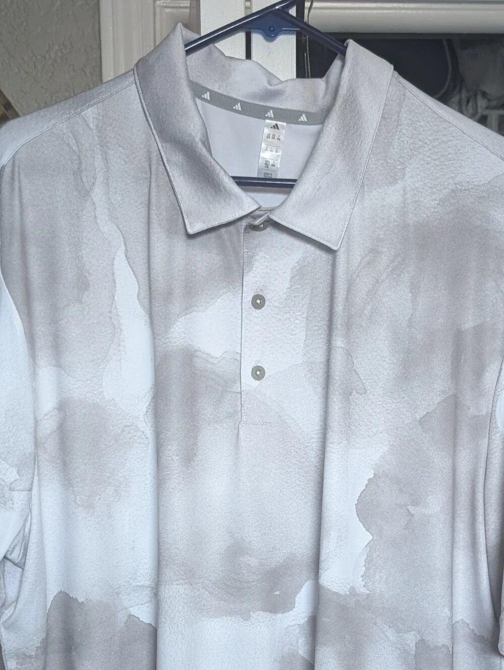Adidas Men’s Gray Watercolor-Print Golf Polo
